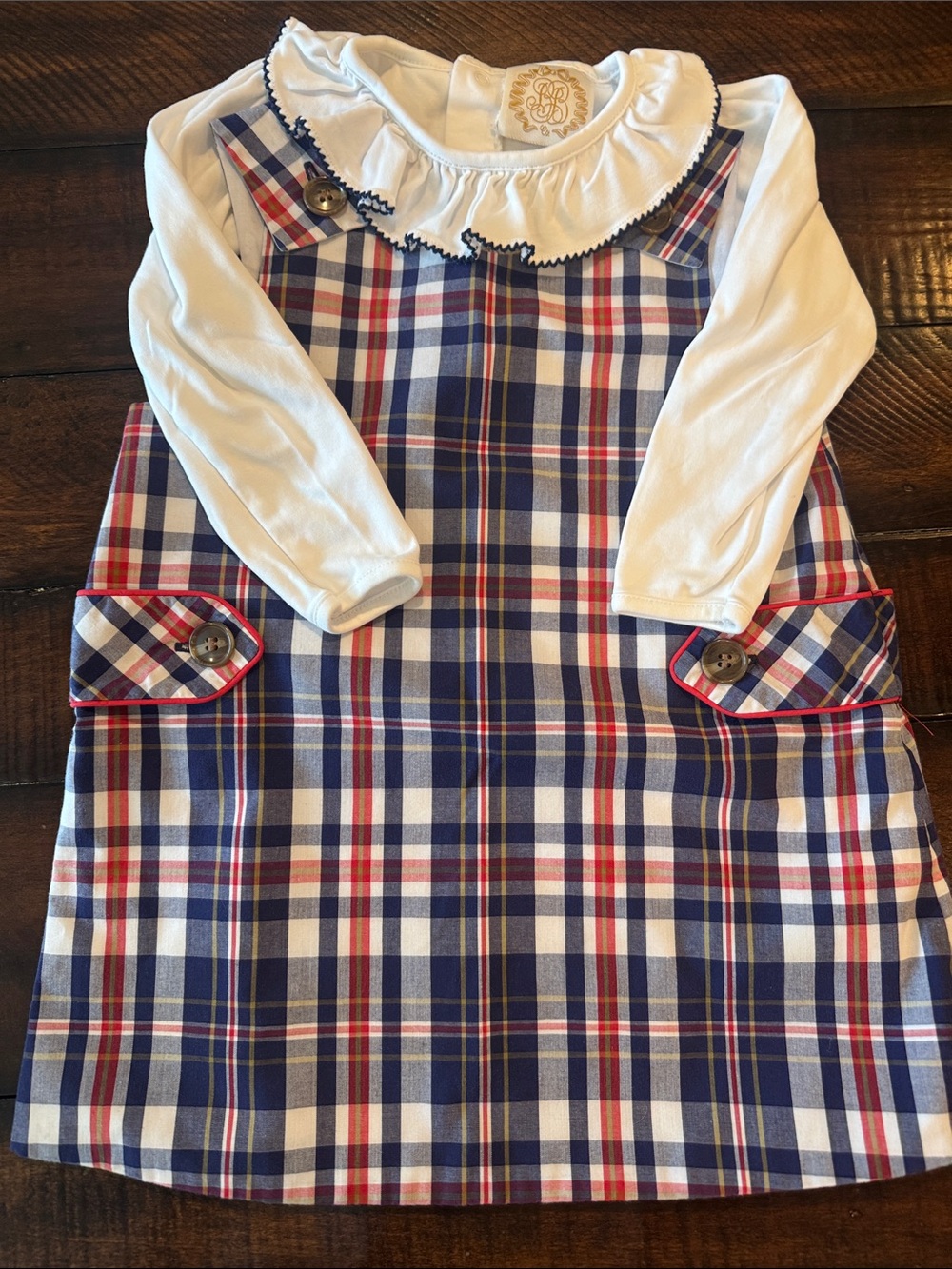 The Beaufort Bonnet Company Plaid Janie Jumper Set 2pc 3T - Minor Stain